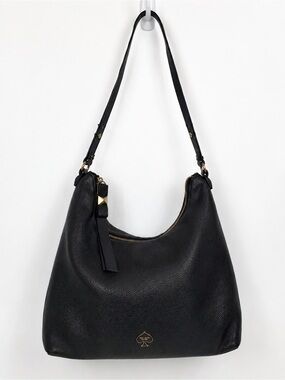 kate spade Black Leather Shoulder Hobo with Gold Hardware
